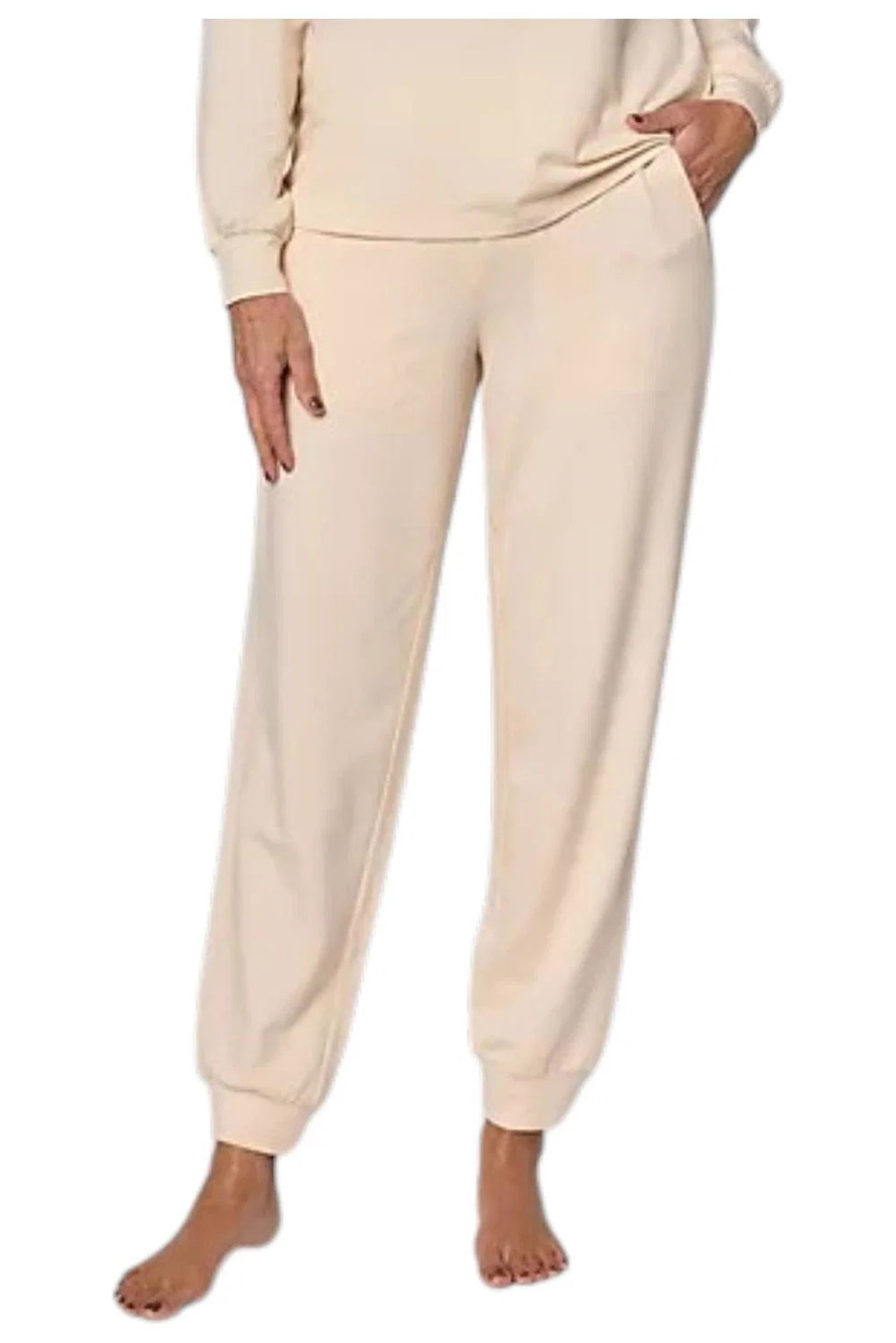 AnyBody Women's Cozy Knit French Terry Slim Leg Jogger Pants Pearl - Regular